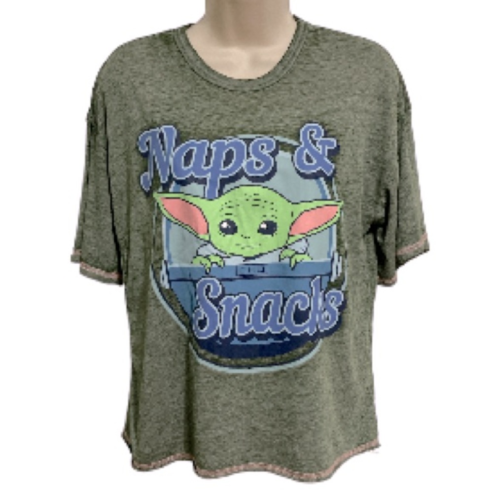 YODA Star Wars  Naps and Snacks Green Top Womens Medium
